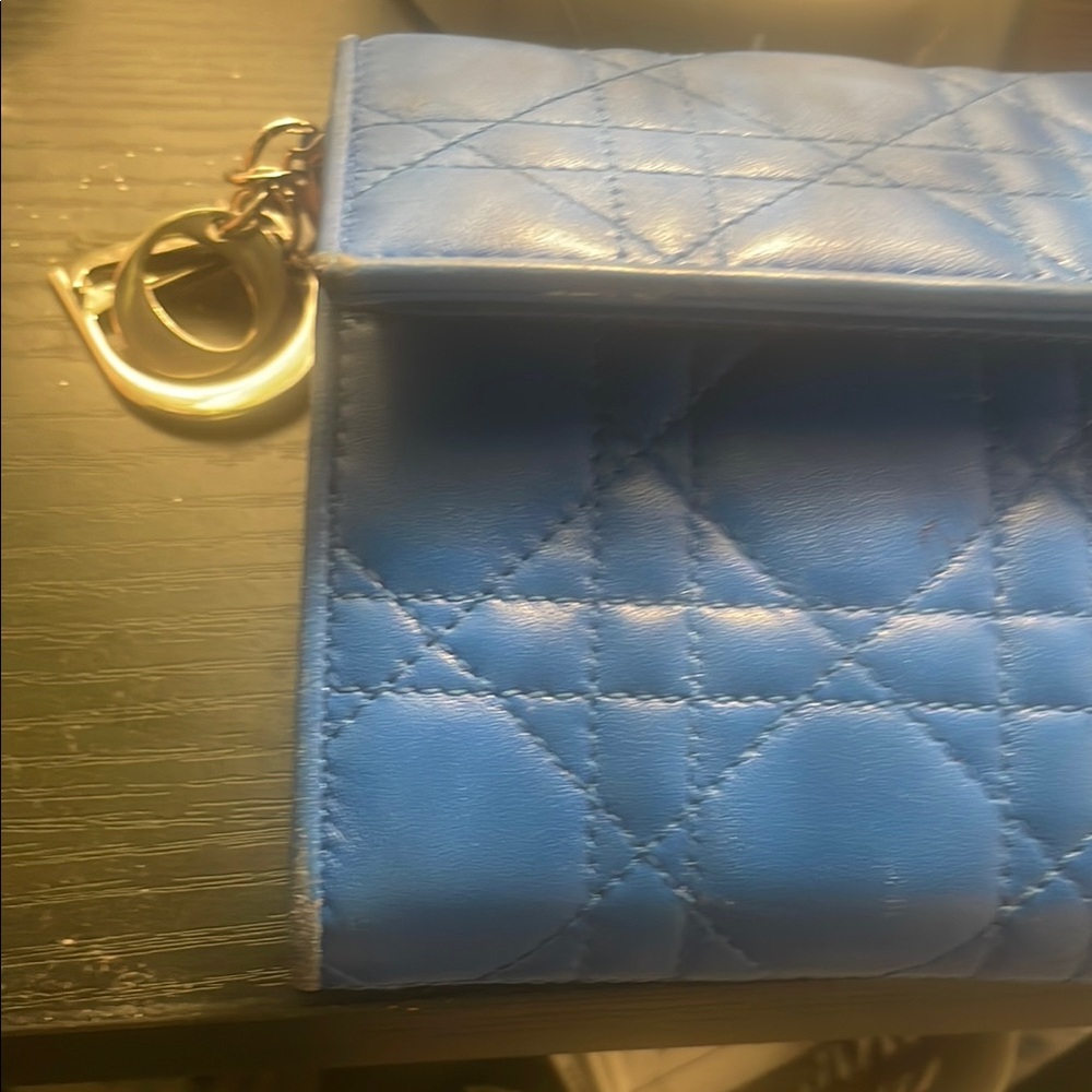 Stylish Blue Quilted Wallet with Silver Detail